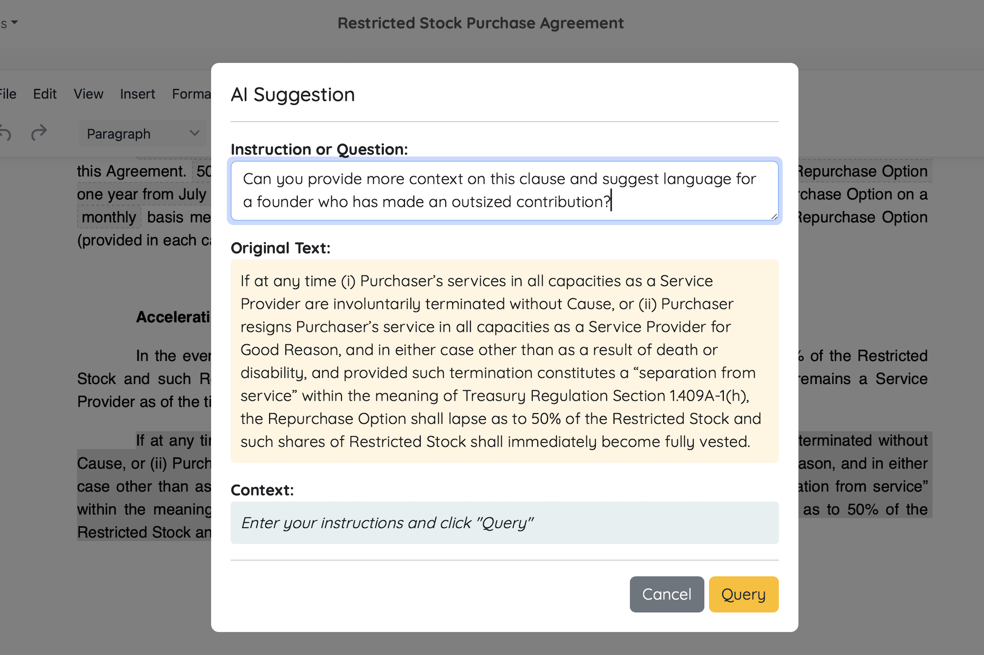 Enter financing details screenshot